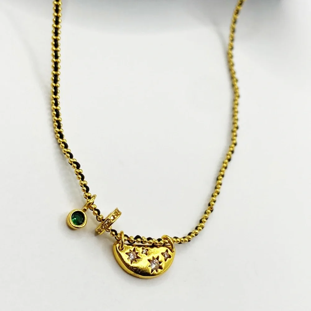 NEW Gold Crescent Moon & Star Pendant Layering Necklace